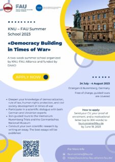 Towards entry "KNU – FAU Summer School 2023 «Democracy Building in Times of War»"